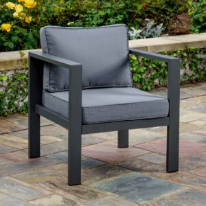 Lakeview Aluminum Club Chair w/ Cushion - Charcoal